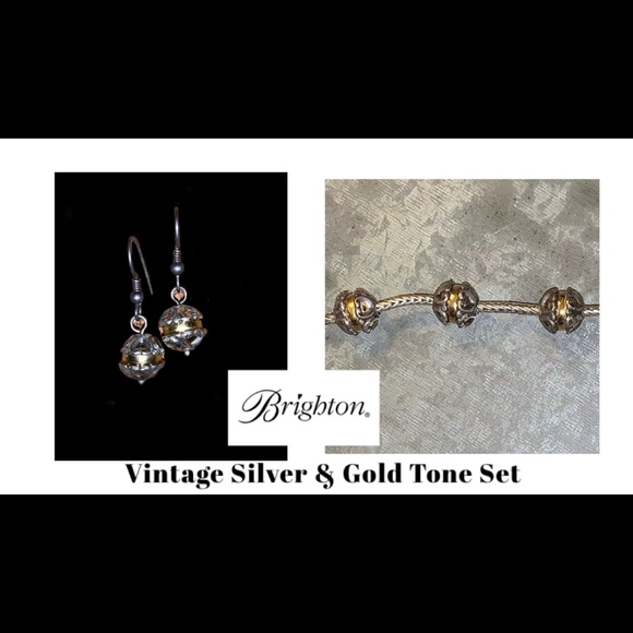 S O L D Brighton Silver & Gold Tone Bracelet & Earrings - Picture 8 of 8